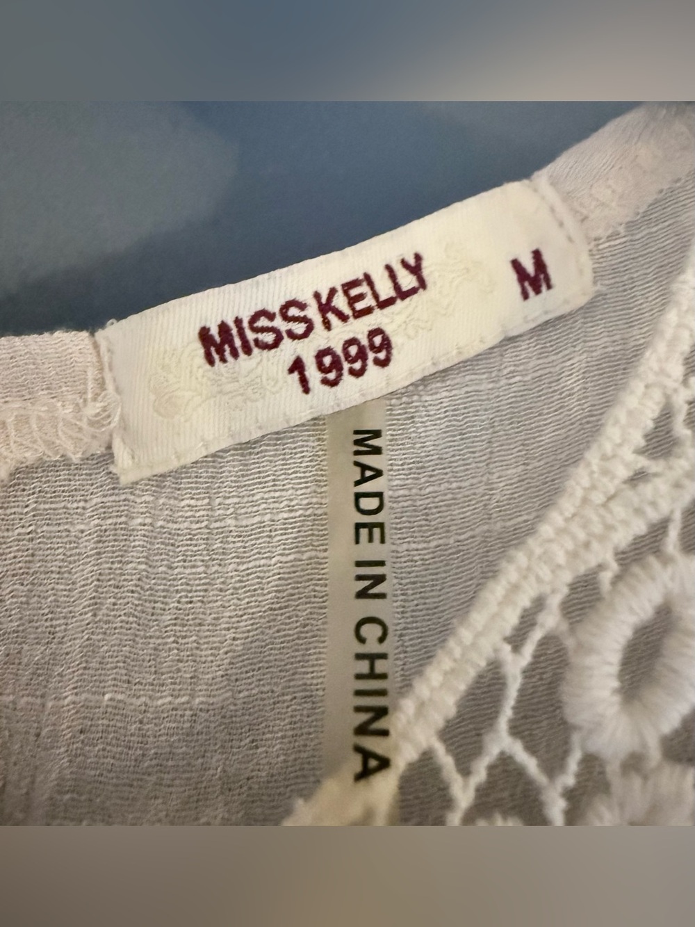 Vintage Miss Kelly 1999 Ivory Crochet Lace Sleeveless Blouse, SZ Med - Picture 3 of 3